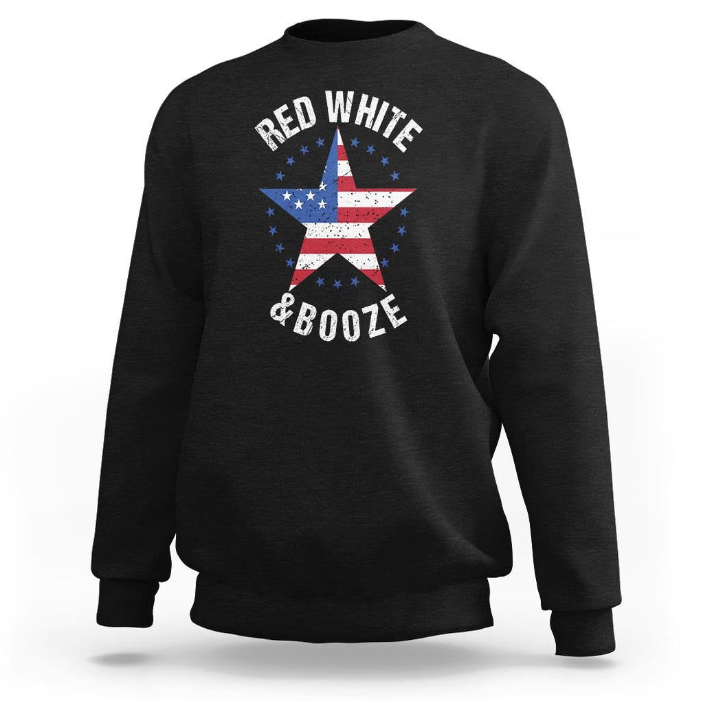 Funny 4th Of July Drinking Sweatshirt Red White And Booze Patriotic Party TS09 Black Print Your Wear