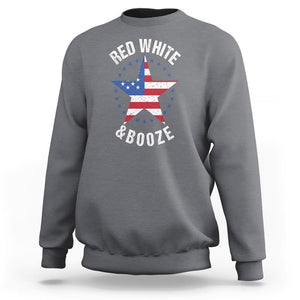 Funny 4th Of July Drinking Sweatshirt Red White And Booze Patriotic Party TS09 Charcoal Print Your Wear