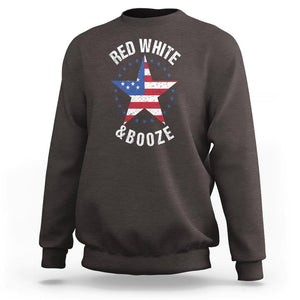 Funny 4th Of July Drinking Sweatshirt Red White And Booze Patriotic Party TS09 Dark Chocolate Print Your Wear