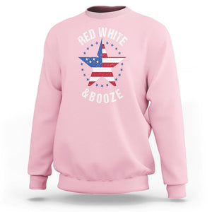 Funny 4th Of July Drinking Sweatshirt Red White And Booze Patriotic Party TS09 Light Pink Print Your Wear