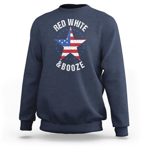 Funny 4th Of July Drinking Sweatshirt Red White And Booze Patriotic Party TS09 Navy Print Your Wear