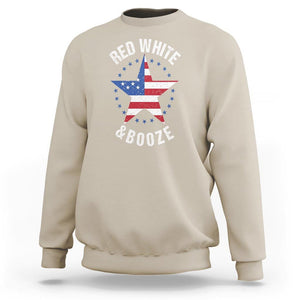 Funny 4th Of July Drinking Sweatshirt Red White And Booze Patriotic Party TS09 Sand Print Your Wear