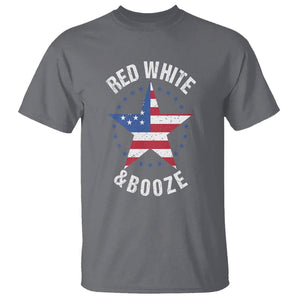 Funny 4th Of July Drinking T Shirt Red White And Booze Patriotic Party TS09 Charcoal Print Your Wear