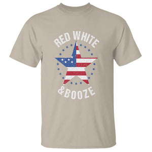 Funny 4th Of July Drinking T Shirt Red White And Booze Patriotic Party TS09 Sand Print Your Wear