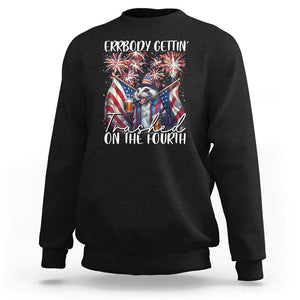 Funny 4th Of July Drinking Sweatshirt Everybody Gettin' Trashed On the Fourth American Opossum Patriotic Party TS09 Black Print Your Wear