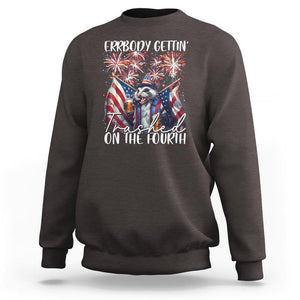 Funny 4th Of July Drinking Sweatshirt Everybody Gettin' Trashed On the Fourth American Opossum Patriotic Party TS09 Dark Chocolate Print Your Wear