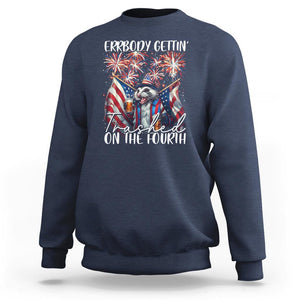 Funny 4th Of July Drinking Sweatshirt Everybody Gettin' Trashed On the Fourth American Opossum Patriotic Party TS09 Navy Print Your Wear