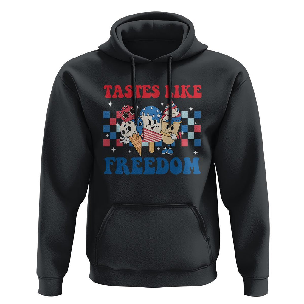 Funny 4th Of July Hoodie Tastes Like Freedom American Ice Cream TS09 Black Print Your Wear