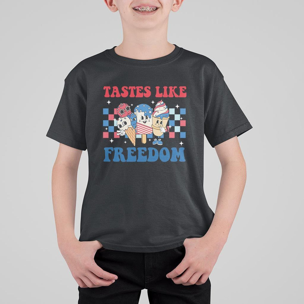 Funny 4th Of July T Shirt For Kid Tastes Like Freedom American Ice Cream TS09 Black Print Your Wear