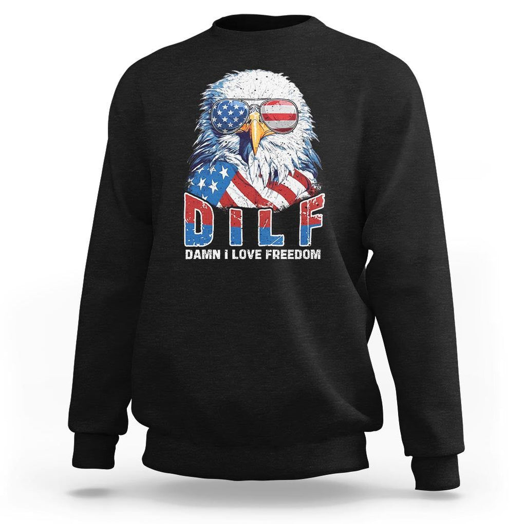 Funny 4th Of July Sweatshirt Damn I Love Freedom TS09 Black Print Your Wear