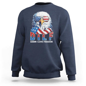 Funny 4th Of July Sweatshirt Damn I Love Freedom TS09 Navy Print Your Wear