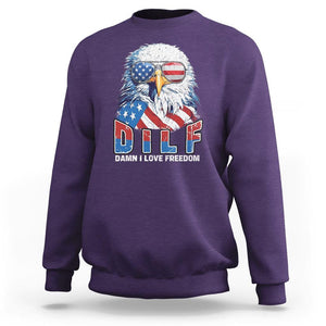 Funny 4th Of July Sweatshirt Damn I Love Freedom TS09 Purple Print Your Wear