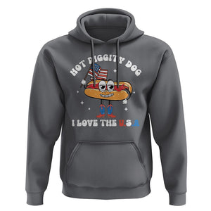 Funny 4th Of July Hoodie Hot Diggity Dog I Love USA TS09 Charcoal Print Your Wear