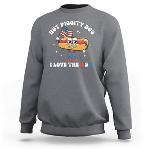 Funny 4th Of July Sweatshirt Hot Diggity Dog I Love USA TS09 Charcoal Print Your Wear