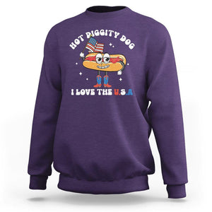 Funny 4th Of July Sweatshirt Hot Diggity Dog I Love USA TS09 Purple Print Your Wear