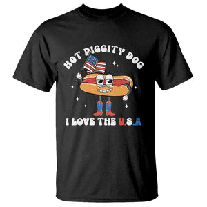 Funny 4th Of July T Shirt Hot Diggity Dog I Love USA TS09 Black Print Your Wear