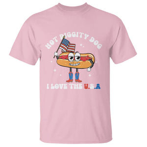 Funny 4th Of July T Shirt Hot Diggity Dog I Love USA TS09 Light Pink Print Your Wear