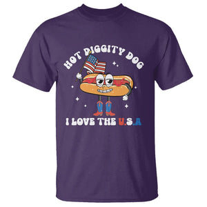 Funny 4th Of July T Shirt Hot Diggity Dog I Love USA TS09 Purple Print Your Wear