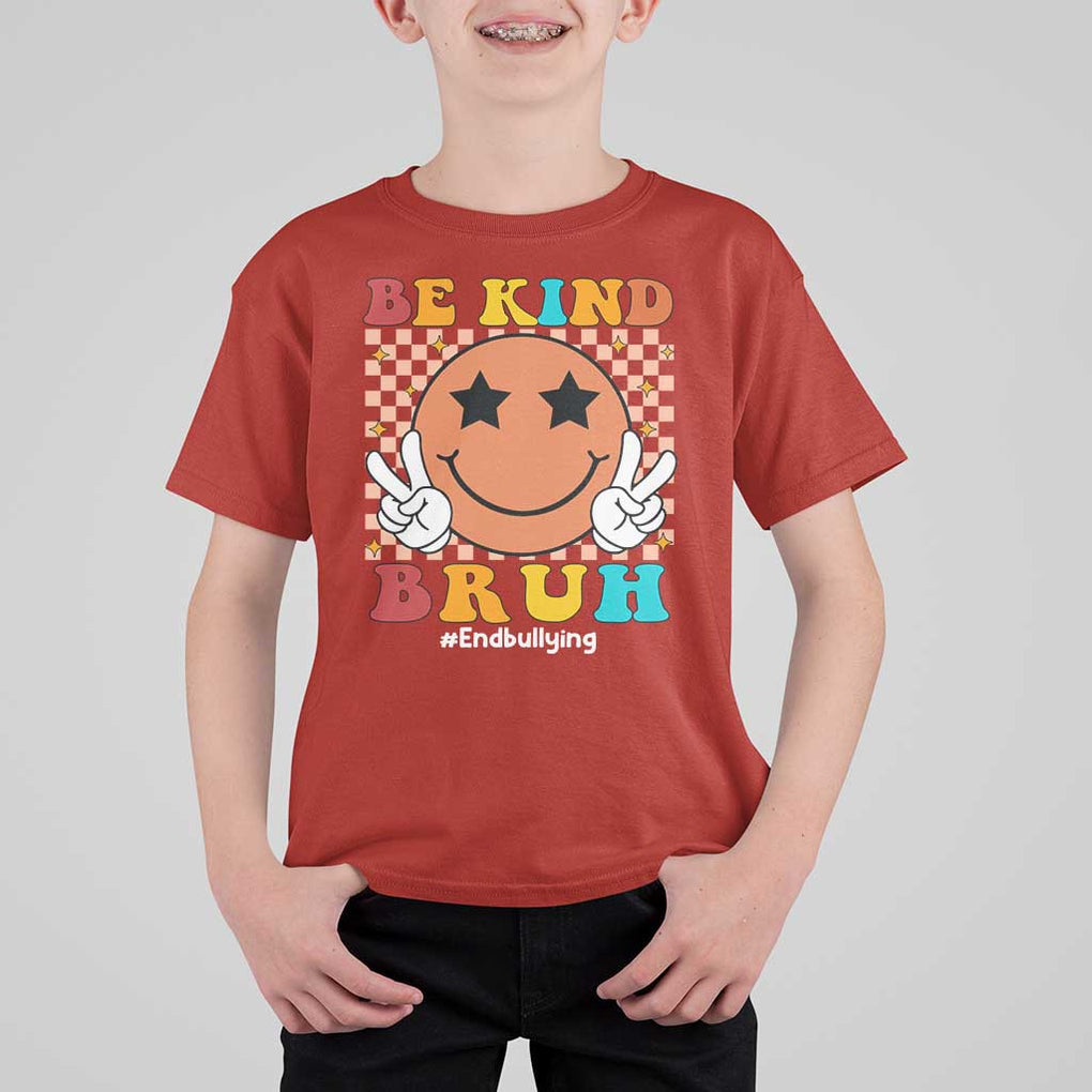 Anti Bullying T Shirt For Kid Be Kind Bruh Unity Day Orange Groovy TS09 Red Print Your Wear
