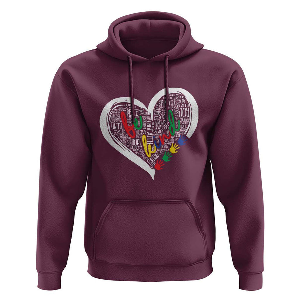 Unity Day Hoodie Orange Heart Be Kind Anti Bullying TS09 Maroon Print Your Wear