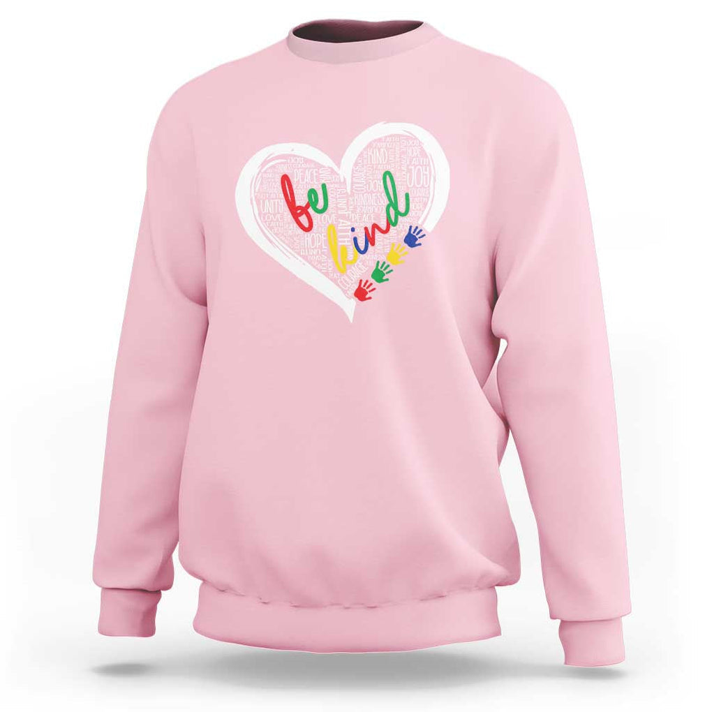 Unity Day Sweatshirt Orange Heart Be Kind Anti Bullying TS09 Light Pink Print Your Wear