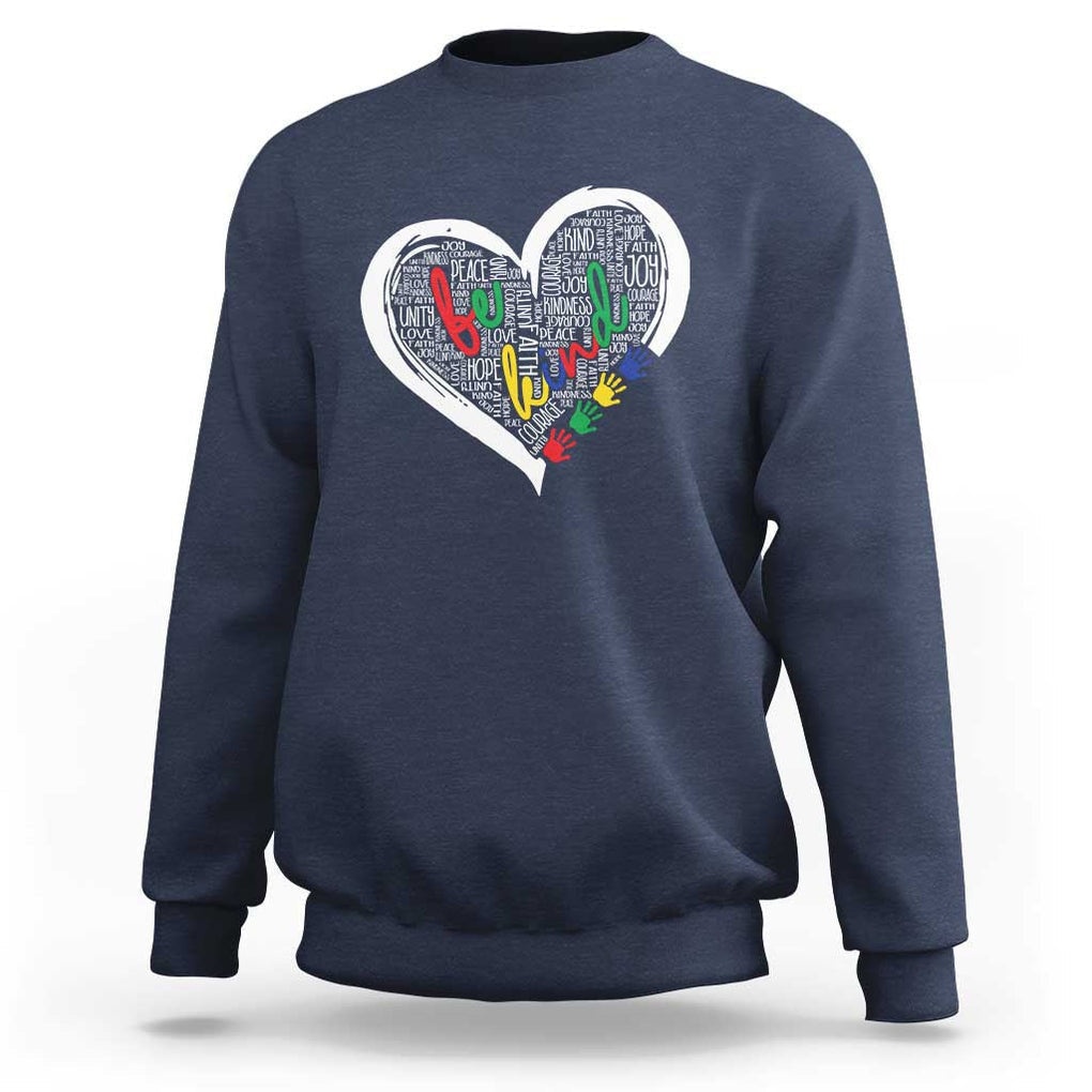 Unity Day Sweatshirt Orange Heart Be Kind Anti Bullying TS09 Navy Print Your Wear