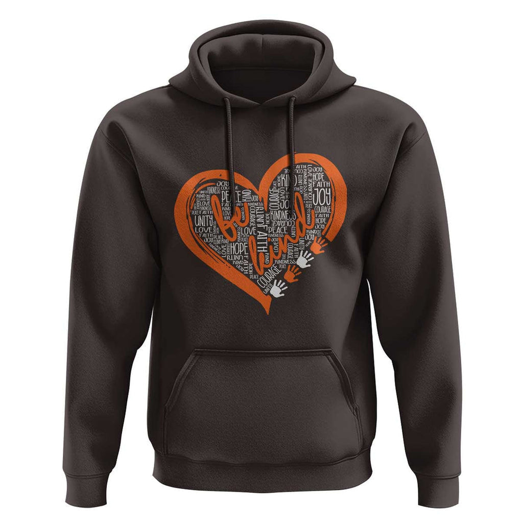 Anti Bullying Hoodie Orange Heart Be Kind Unity Day TS09 Dark Chocolate Print Your Wear