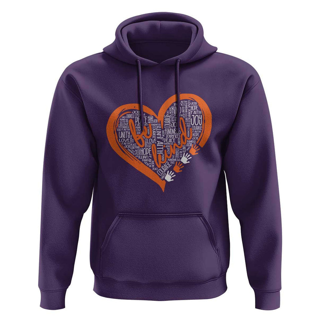 Anti Bullying Hoodie Orange Heart Be Kind Unity Day TS09 Purple Print Your Wear