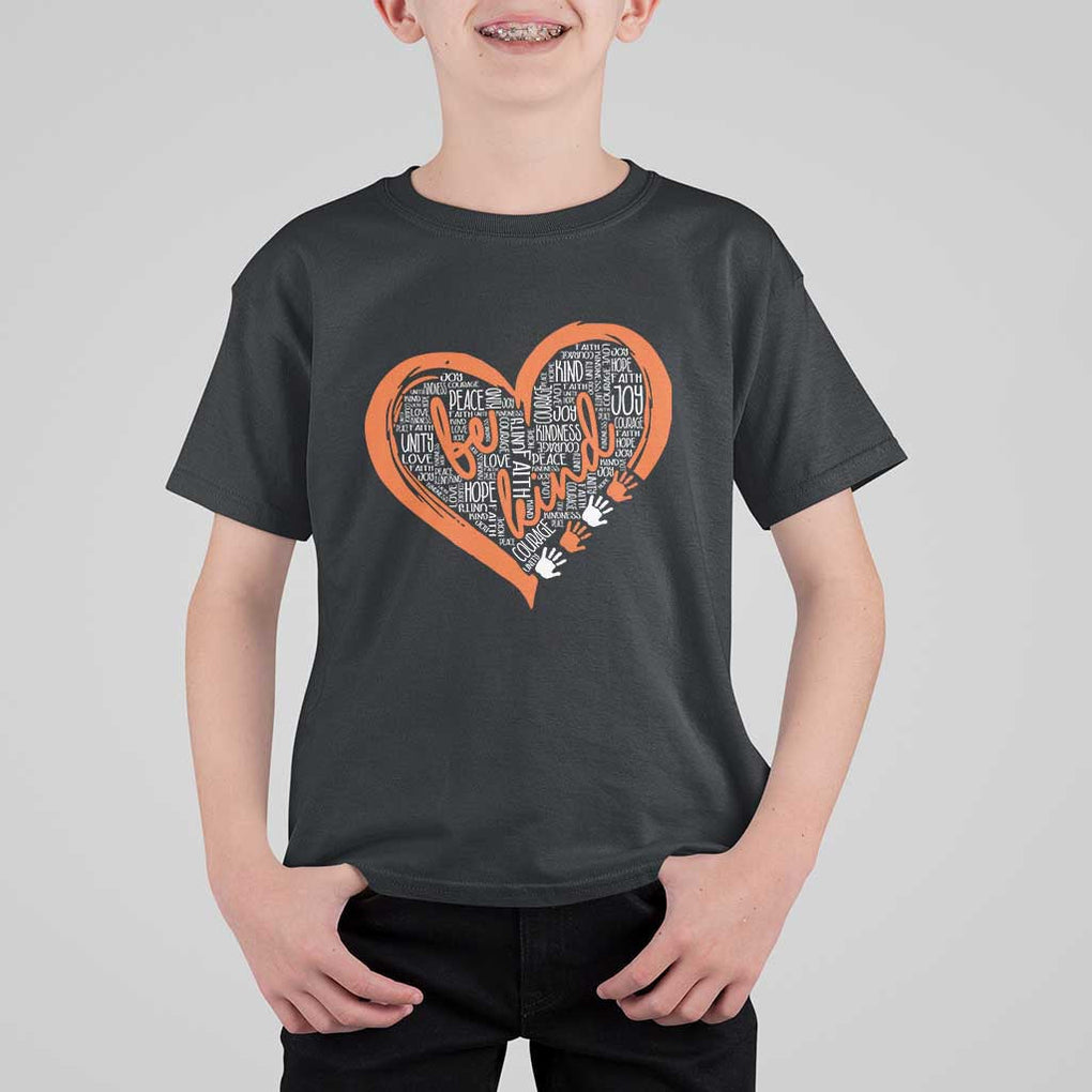 Anti Bullying T Shirt For Kid Orange Heart Be Kind Unity Day TS09 Black Print Your Wear