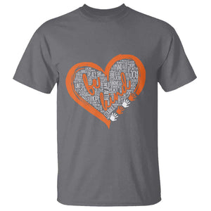 Anti Bullying T Shirt Orange Heart Be Kind Unity Day TS09 Charcoal Print Your Wear