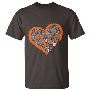 Anti Bullying T Shirt Orange Heart Be Kind Unity Day TS09 Dark Chocolate Print Your Wear