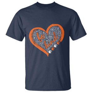 Anti Bullying T Shirt Orange Heart Be Kind Unity Day TS09 Navy Print Your Wear