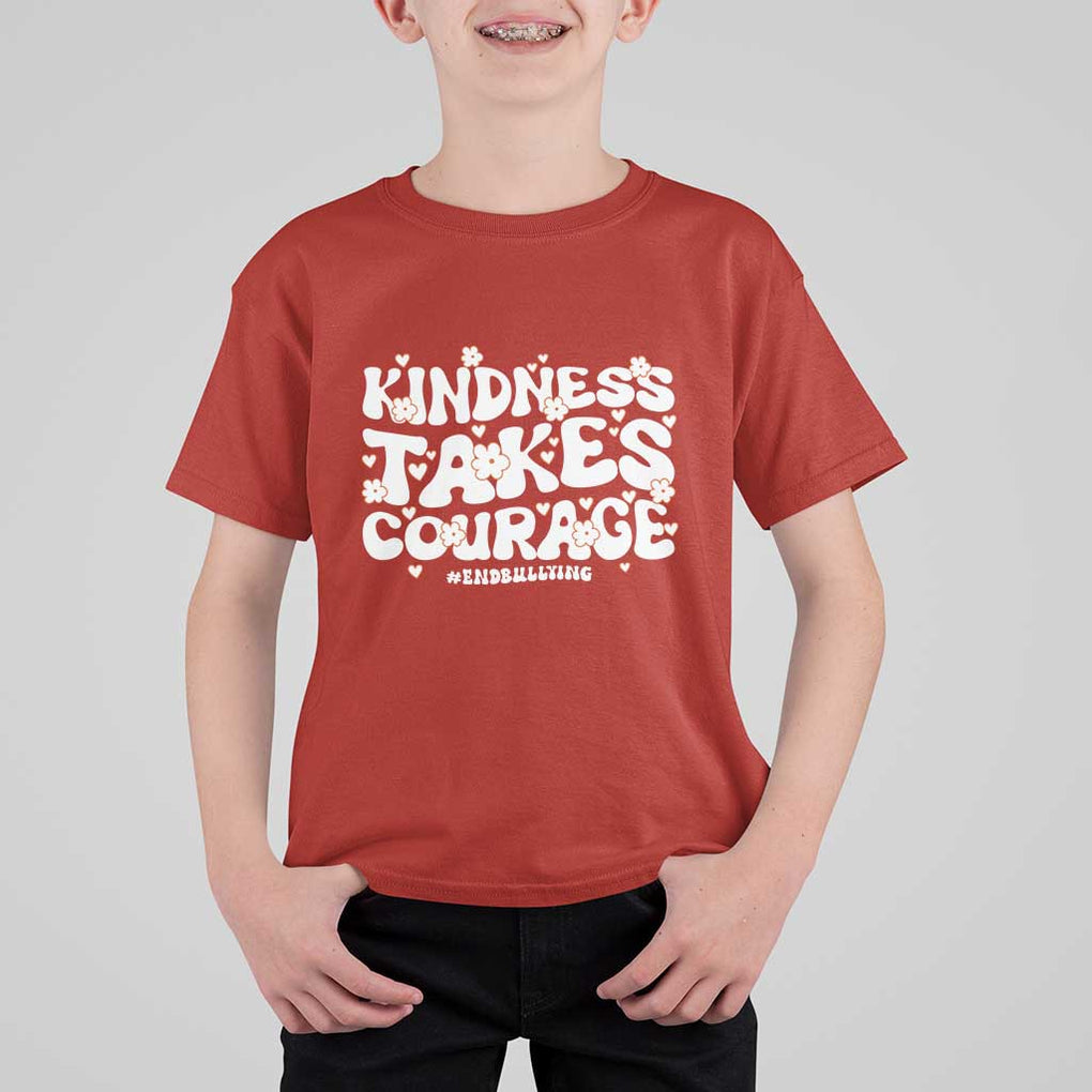 Be Kind T Shirt For Kid Kindness Takes Courage End Bullying TS09 Red Print Your Wear