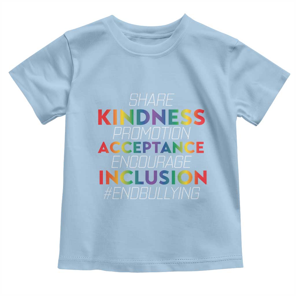 Anti Bullying Baby Shirt Share Kindness Promotion Acceptange Encourage Inclusion TS09 Light Blue Print Your Wear