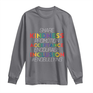 Anti Bullying Long Sleeve Shirt Share Kindness Promotion Acceptange Encourage Inclusion TS09 Charcoal Print Your Wear