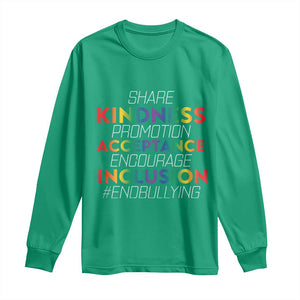 Anti Bullying Long Sleeve Shirt Share Kindness Promotion Acceptange Encourage Inclusion TS09 Irish Green Print Your Wear