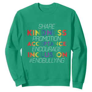 Anti Bullying Sweatshirt Share Kindness Promotion Acceptange Encourage Inclusion TS09 Irish Green Print Your Wear