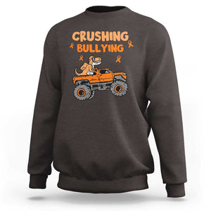 Anti Bullying Sweatshirt Crushing Bullying Dinosaur Riding Anti Bullying Prevention TS09 Dark Chocolate Print Your Wear