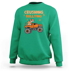 Anti Bullying Sweatshirt Crushing Bullying Dinosaur Riding Anti Bullying Prevention TS09 Irish Green Print Your Wear