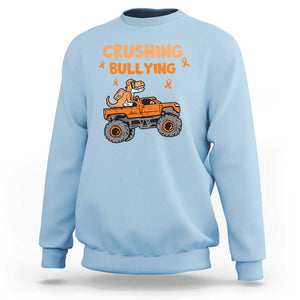 Anti Bullying Sweatshirt Crushing Bullying Dinosaur Riding Anti Bullying Prevention TS09 Light Blue Print Your Wear