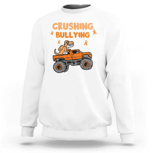 Anti Bullying Sweatshirt Crushing Bullying Dinosaur Riding Anti Bullying Prevention TS09 White Print Your Wear