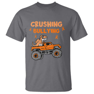 Anti Bullying T Shirt Crushing Bullying Dinosaur Riding Anti Bullying Prevention TS09 Charcoal Print Your Wear