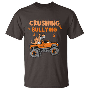 Anti Bullying T Shirt Crushing Bullying Dinosaur Riding Anti Bullying Prevention TS09 Dark Chocolate Print Your Wear