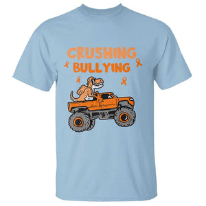 Anti Bullying T Shirt Crushing Bullying Dinosaur Riding Anti Bullying Prevention TS09 Light Blue Print Your Wear