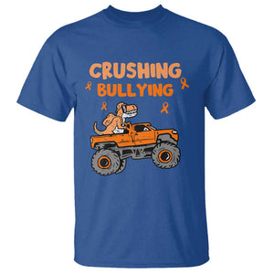 Anti Bullying T Shirt Crushing Bullying Dinosaur Riding Anti Bullying Prevention TS09 Royal Blue Print Your Wear