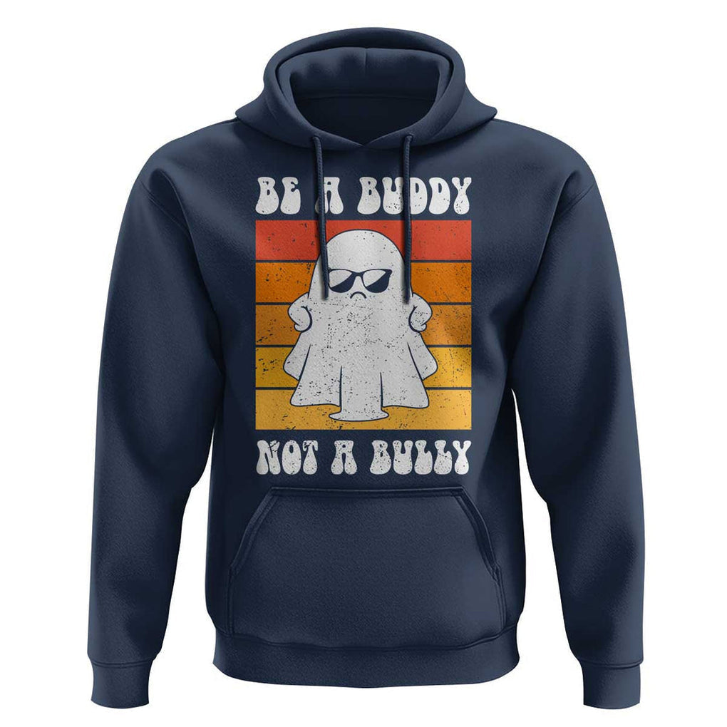 Anti Bullying Hoodie Be A Buddy Not A Bully Unity Day Retro Ghost TS09 Navy Print Your Wear