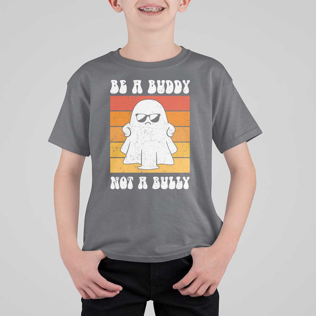 Anti Bullying T Shirt For Kid Be A Buddy Not A Bully Unity Day Retro Ghost TS09 Charcoal Print Your Wear