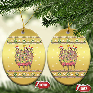 Funny Flamingo Family Xmas Light Tangled Christmas Ornament TS09 Oval Gold Print Your Wear