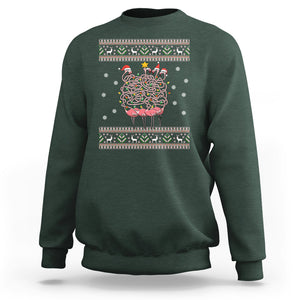 Funny Flamingo Family Christmas Light Tangled Sweatshirt TS09 Printyourwear