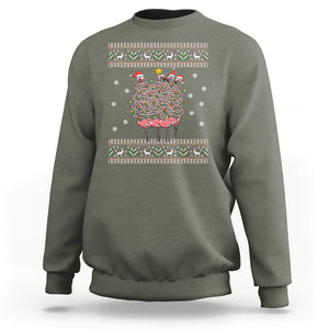 Funny Flamingo Family Christmas Light Tangled Sweatshirt TS09 Printyourwear